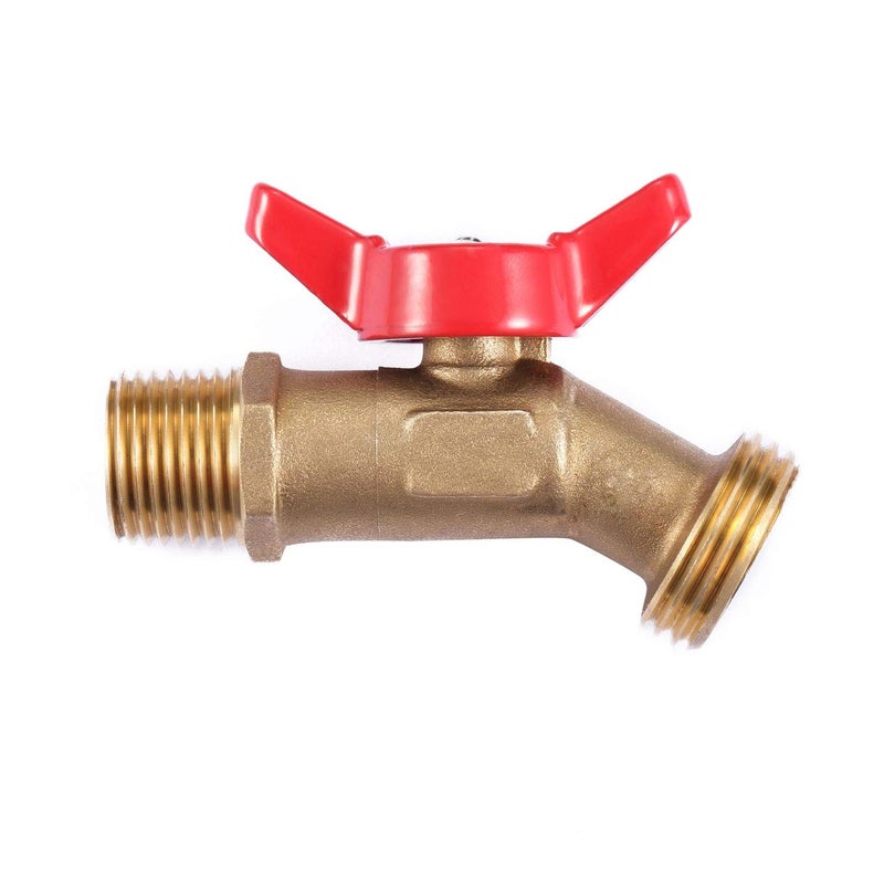 Litorange 2 PCS Heavy Duty Brass Hose Elbow Stop Valve Hose Bibb Boiler Drain 1/2" Male NPT Inlet Ã—3/4" Male GHT Threaded Garden Hose Connector Adapter Water Shut-Off Valve Faucet - Image 5